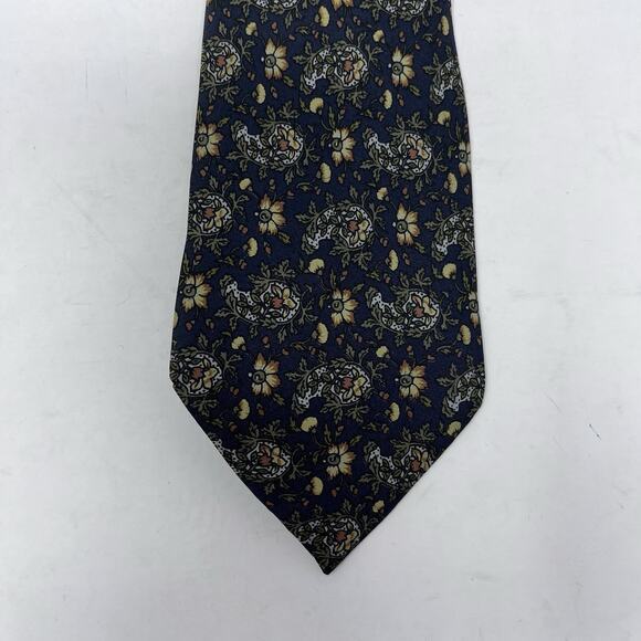 Vintage‎ Herve Monsigny 100% Silk Tie Blue Yellow Floral Print Designer Necktie - Picture 2 of 8